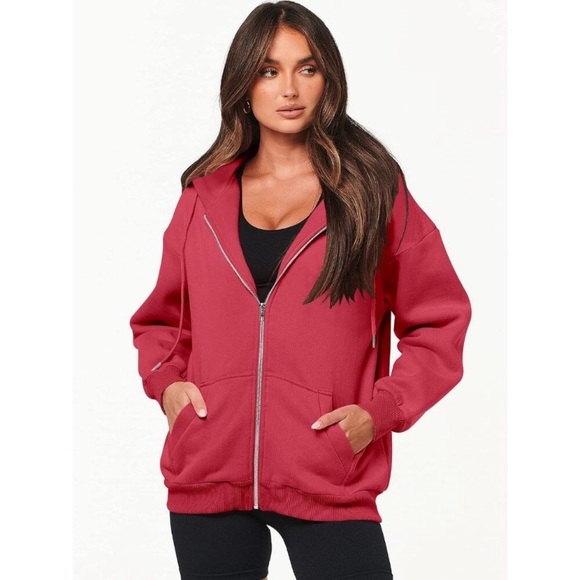 Women's Oversized Zip Up Hoodies Sweatshirts Y2K Clothes Jackets with Pockets - Picture 7 of 9